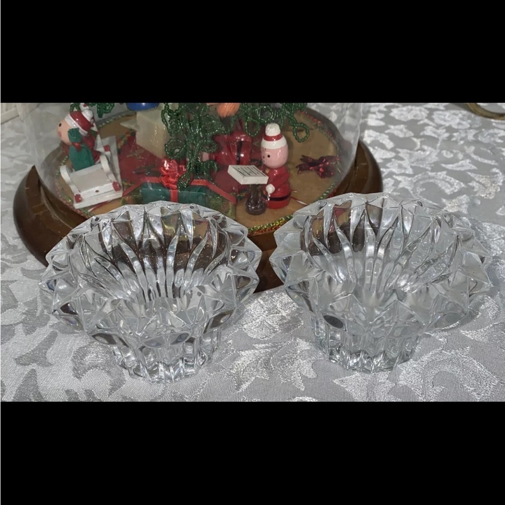 Pair of Cut Glass Taper Candle Holders‎